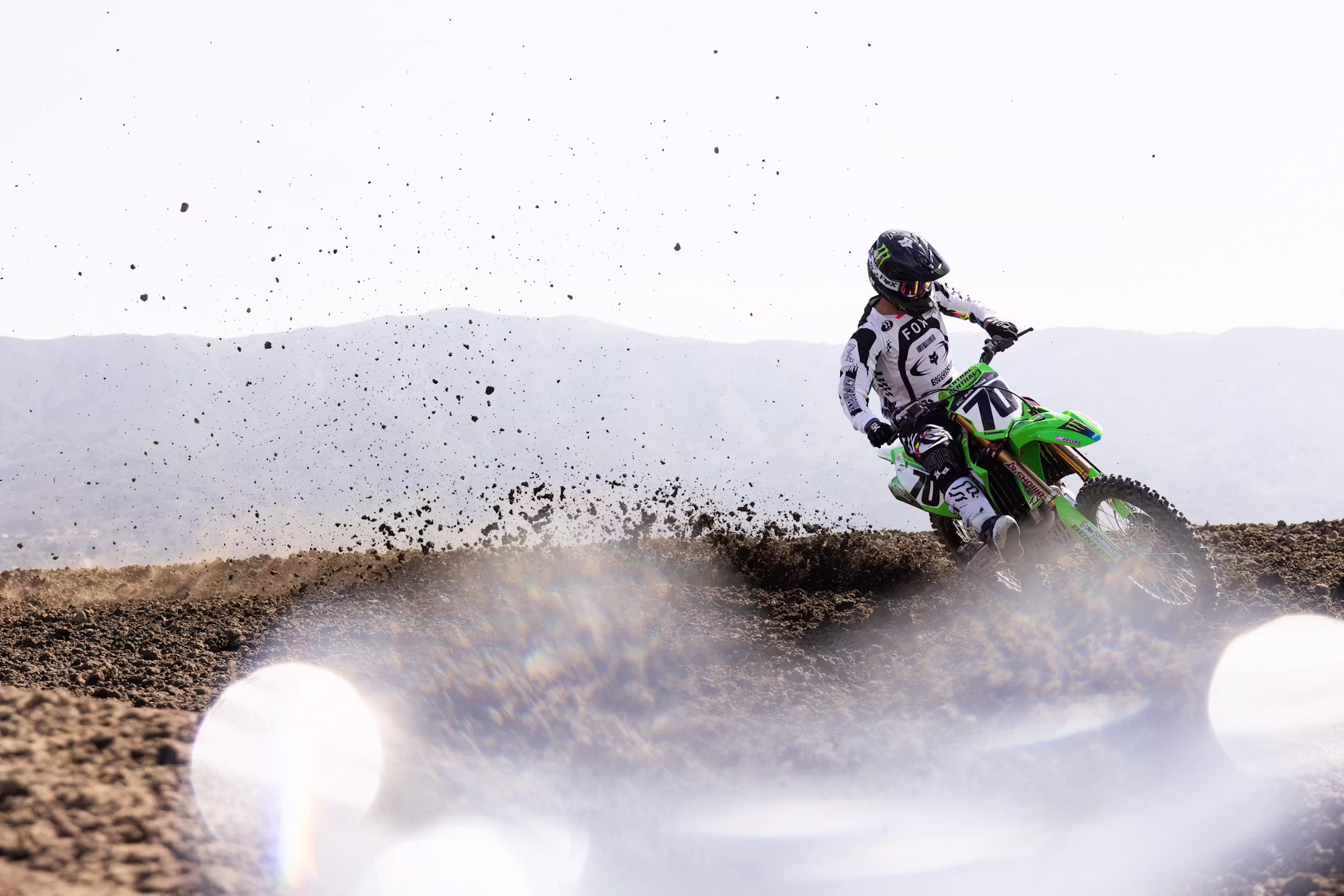 Motocross riders on track